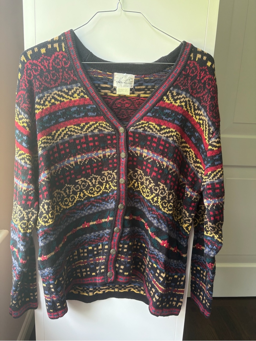 Kathie Lee Collection Multicolor Fair Isle V-Neck Cardigan
